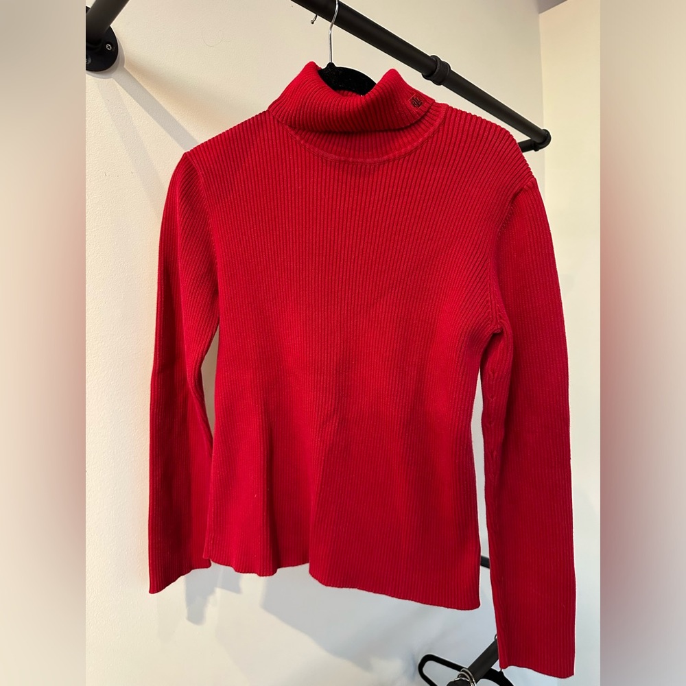 Ralph Lauren red ripped turtleneck sweater ❤️‍🔥‼️
